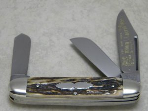 Fight'n Rooster Germany Stag 1985 Flint River Knife Club Cigar Stockman Knife 
