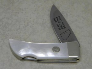 Boker Solingen Germany Stainless Tree Brand Pearl 1990 Flint River Knife Club Lockback Knife