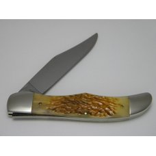 Case XX SS USA Bone 1986 Case Collector's Club 5th Anniversary 6165 Folding Hunter Knife & Plaque