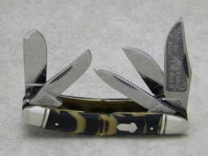 Bulldog Brand Solingen Germany Coon Stripe Acorn Shield Pit Bulls 5 Blade Sowbelly Knife