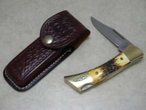 Case XX USA 1992 Stag 5197L SS Lockback Knife & Pouch