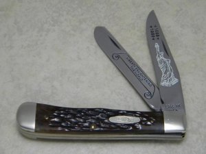 Case XX USA 1986 Bone 6254 Statue of Liberty New Grind Trapper Knife