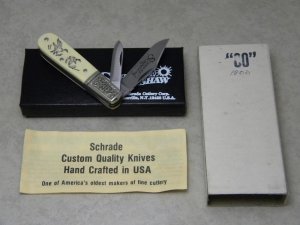 Schrade USA SC506 Ducks Scrimshaw Barlow Knife in Box c. 1980