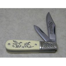 Schrade USA SC506 Ducks Scrimshaw Barlow Knife in Box c. 1980 Schrade USA SC506 Ducks Scrimshaw Barlow Knife in Box c. 1980
