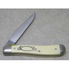 Schrade USA SC503 Bass Scrimshaw Linerlock Trapper Knife in Box c. 1980 Schrade USA SC503 Bass Scrimshaw Linerlock Trapper Knife in Box c. 1980