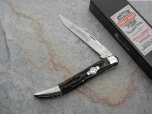 Schatt & Morgan File & Wire, 041120, Large Tooth pick, caramel worm groove bone handles