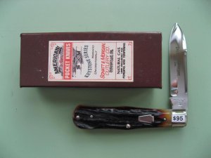 SCHATT & MORGAN AMBER STAG SMALL COKEBOTTLE #1 KNIFE