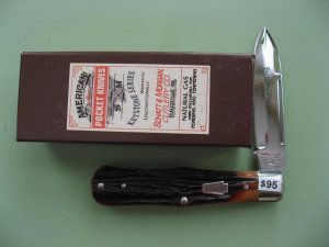 SCHATT & MORGAN AMBER STAG SMALL COKEBOTTLE #2 KNIFE