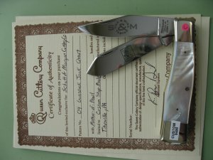 SCHATT & MORGAN CUSTOM LARGE PEARL GUNSTOCK JACK KNIFE