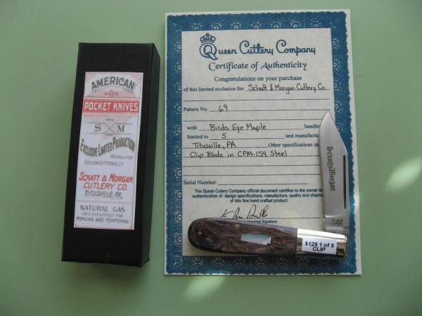SCHATT & MORGAN BIRDS EYE MAPLE BARLOW KNIFE