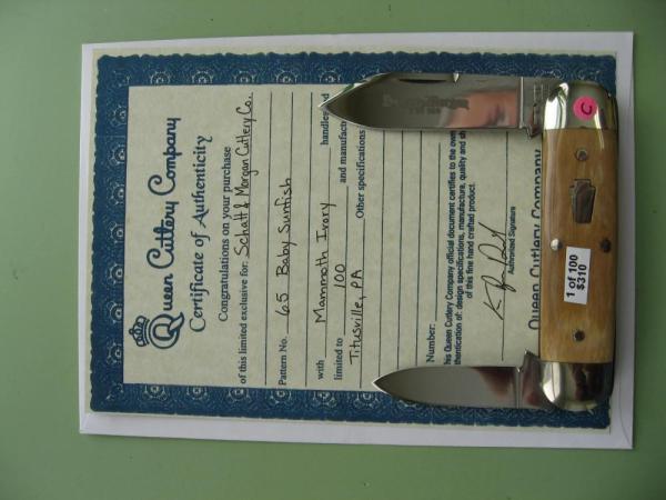SCHATT & MORGAN CUSTOM MAMMOTH BABY SUNFISH KNIFE SCHATT & MORGAN CUSTOM MAMMOTH BABY SUNFISH KNIFE