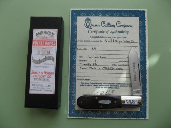 SCHATT & MORGAN COCOBOLO BARLOW KNIFE SCHATT & MORGAN COCOBOLO BARLOW KNIFE