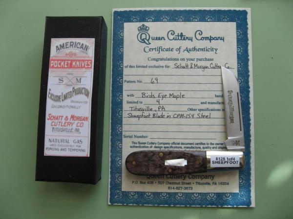 SCHATT & MORGAN BIRDS EYE MAPLE BARLOW KNIFE