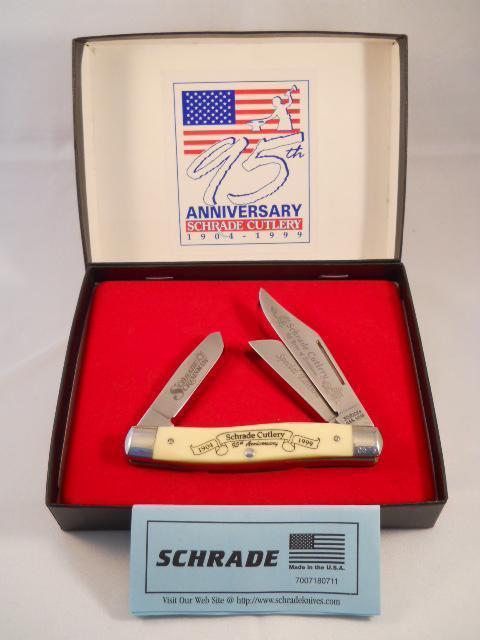 Schrade Cutlery 95th Anniversary Scrimshaw USA Mint Schrade Cutlery 95th Anniversary Scrimshaw USA Mint