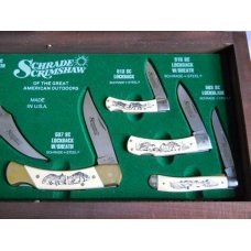 Schrade 1990 Great American Outdoors Scrimshaw Set USA Mint Schrade 1990 Great American Outdoors Scrimshaw Set USA Mint
