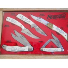 Schrade 1981 Scrimshaw Of The Great Outdoors Set USA Mint