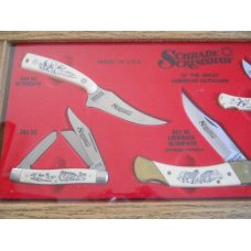 Schrade 1987 Scrimshaw Of The Great American Outdoors Set USA Mint Schrade 1987 Scrimshaw Of The Great American Outdoors Set USA Mint