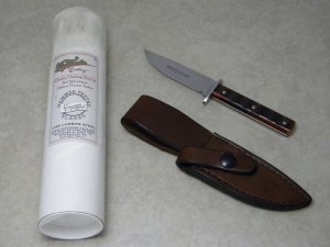 Tidioute Cutlery Titusville Iron Works GEC #10 Burnt Orange Bone Fixed Blade Sheath Knife in Tube