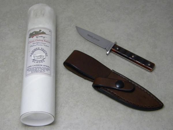 Tidioute Cutlery Titusville Iron Works GEC #10 Burnt Orange Bone Fixed Blade Sheath Knife in Tube