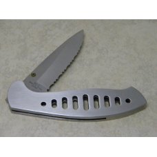 Rigid RG-2 Surgical Steel Japan Serrated Edge Metal Linerlock Knife & Pouch in Box Rigid RG-2 Surgical Steel Japan Serrated Edge Metal Linerlock Knife & Pouch in Box