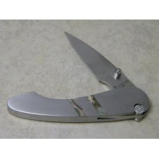 Rigid RG-4 Surgical Steel Japan Plain Edge Metal & Abalone Locking Blade Thumb Stud Knife in Box Rigid RG-4 Surgical Steel Japan Plain Edge Metal & Abalone Locking Blade Thumb Stud Knife in Box