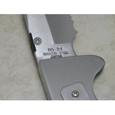 Rigid RG-24 Surgical Steel Japan Serrated Edge Metal Large Lockback Thumb Stud Knife in Box Rigid RG-24 Surgical Steel Japan Serrated Edge Metal Large Lockback Thumb Stud Knife in Box
