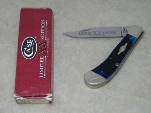 Case XX USA 2 Dot (1998) Dark Blue Rogers Jigged Bone 61100 SS Saddlehorn Knife in Box