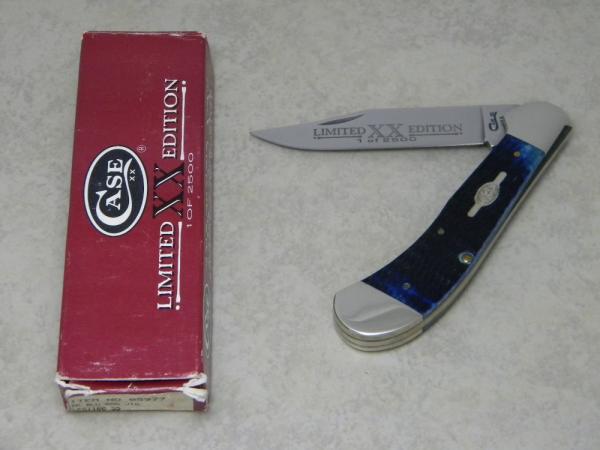 Case XX USA 2 Dot (1998) Dark Blue Rogers Jigged Bone 61100 SS Saddlehorn Knife in Box Case XX USA 2 Dot (1998) Dark Blue Rogers Jigged Bone 61100 SS Saddlehorn Knife in Box