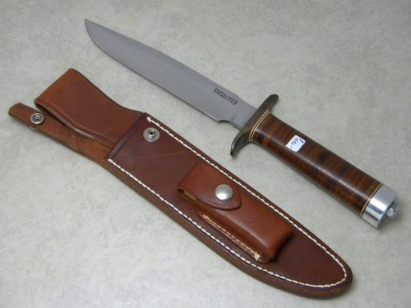 Randall Made Orlando, FLA. Stacked Leather Model 1-7" Fixed Blade Fighting Knife c.1980's