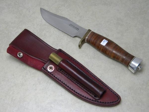 Randall Made Orlando, FLA. Stacked Leather Capt. Chris Stanaback Special Fixed Blade Sheath Knife