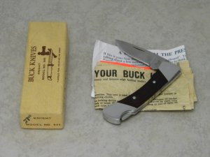 Buck USA Model # 505 Burgandy Micarta Knight Lockback Knife in Box Pre 1986