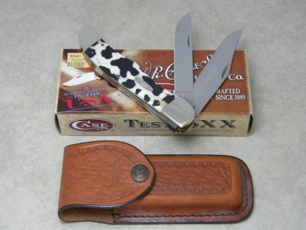 Case XX USA 2009 Holstein Cow Natural Bone 6265 SS Folding Hunter Knife & Pouch in Box