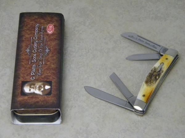 C Platts' Sons USA Burnt Stag 54052 SS Congress Knife in Tin Box c.2005 C Platts' Sons USA Burnt Stag 54052 SS Congress Knife in Tin Box c.2005