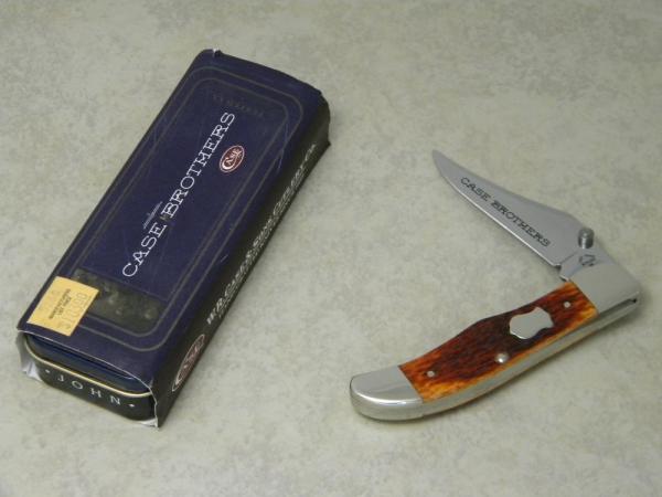 Case Bros Cutlery Co USA Chestnut Bone 61265LC SS Linerlock Folding Hunter Knife in Box c.2003 Case Bros Cutlery Co USA Chestnut Bone 61265LC SS Linerlock Folding Hunter Knife in Box c.2003