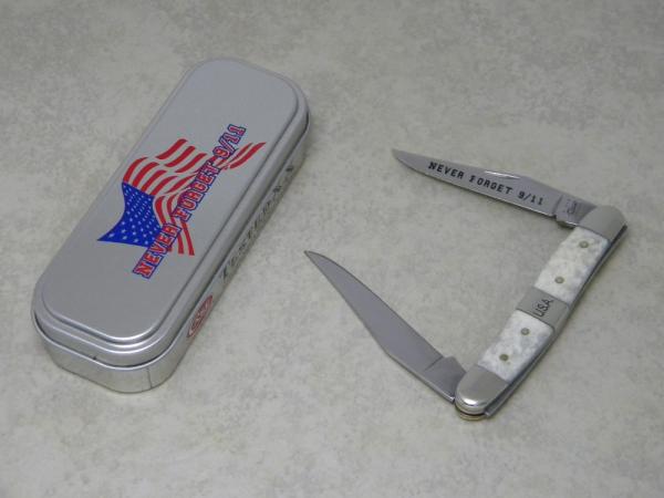Case XX USA 2011 Natural Bone 9/11 Never Forget Muskrat Knife in Tin Box Case XX USA 2011 Natural Bone 9/11 Never Forget Muskrat Knife in Tin Box