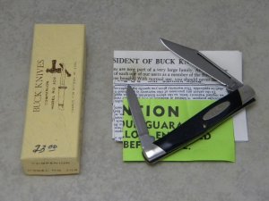 Buck 309 USA (Camillus) Black Saw Cut Delrin Companion Stockman Knife in Box c.1974-1985