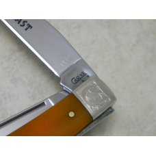 Case XX USA 2008 Orange Bone 6554 SS The Beast 5 Blade Trapper Knife with Scrolled Bolsters in Tin Case XX USA 2008 Orange Bone 6554 SS The Beast 5 Blade Trapper Knife with Scrolled Bolsters in Tin