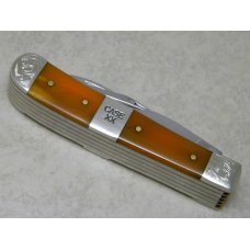 Case XX USA 2008 Orange Bone 6554 SS The Beast 5 Blade Trapper Knife with Scrolled Bolsters in Tin Case XX USA 2008 Orange Bone 6554 SS The Beast 5 Blade Trapper Knife with Scrolled Bolsters in Tin