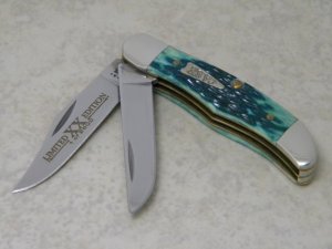 Case XX USA 2001 Teal Green Bone TH62165 SS Limited Edition Tiny Folding Hunter Knife