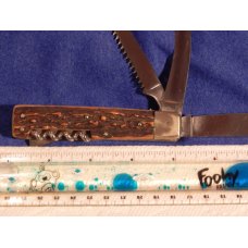 Vintage J A Henckels Friodur 3 Blade Push Lock Large Hunter +Corkscrew with NICE! Stag Handes Vintage J A Henckels Friodur 3 Blade Push Lock Large Hunter +Corkscrew with NICE! Stag Handes