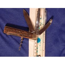 Vintage J A Henckels Friodur 3 Blade Push Lock Large Hunter +Corkscrew with NICE! Stag Handes Vintage J A Henckels Friodur 3 Blade Push Lock Large Hunter +Corkscrew with NICE! Stag Handes