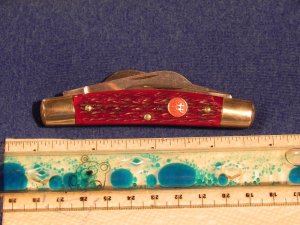  J A Henckels 4 blade Congress knife with Red Pick-bone handles and Red Shield - Nice one!