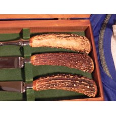 Vintage J A Henckels Twinworks Friodur Carving set with FANTASTIC STAG Handles - light use only