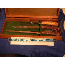 Vintage J A Henckels Twinworks Friodur Carving set with FANTASTIC STAG Handles - light use only