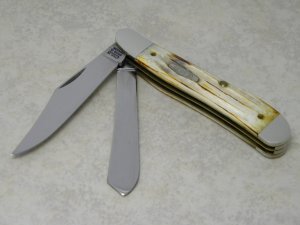 Case XX USA MCMXCIV (1994) Second Cut Burnt White Bone SC6240 SS Dogleg Trapper Knife