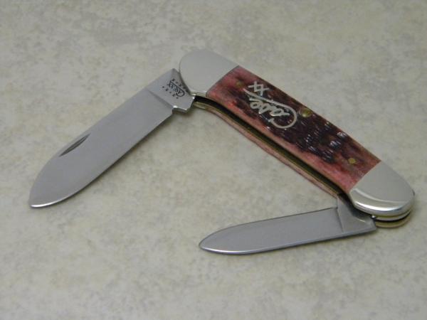 Case XX USA 2000 Cranberry Bone Silver Script Shield 62131 SS Canoe Knife Case XX USA 2000 Cranberry Bone Silver Script Shield 62131 SS Canoe Knife
