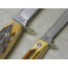 Case XX USA 1977 Stag M5F, 5 FINN, 516-5, 523-5 SSP Blue Scroll Fixed Blade Sheath Knife Set Case XX USA 1977 Stag M5F, 5 FINN, 516-5, 523-5 SSP Blue Scroll Fixed Blade Sheath Knife Set