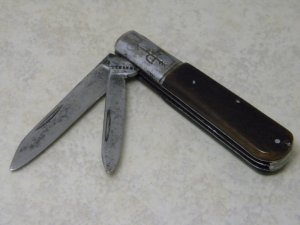 Russell Straight Marking USA Made Bone / Wood 2 Blade Barlow Knife c.1884-1933