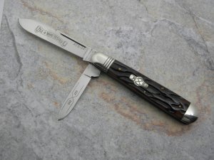 Schatt & Morgan File & Wire, 042229, English Jack, caramel worm groove bone handles