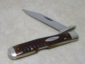 Case XX USA 10 Dot (1970) Pretty Bone 6111 1/2 Swing Guard Cheetah Pattern Lockback Knife